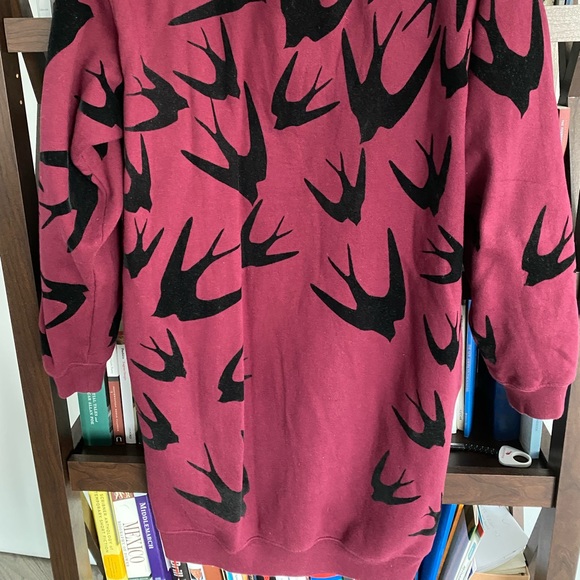 Alexander McQueen Maroon Sparrow Print Dress - Picture 4 of 6